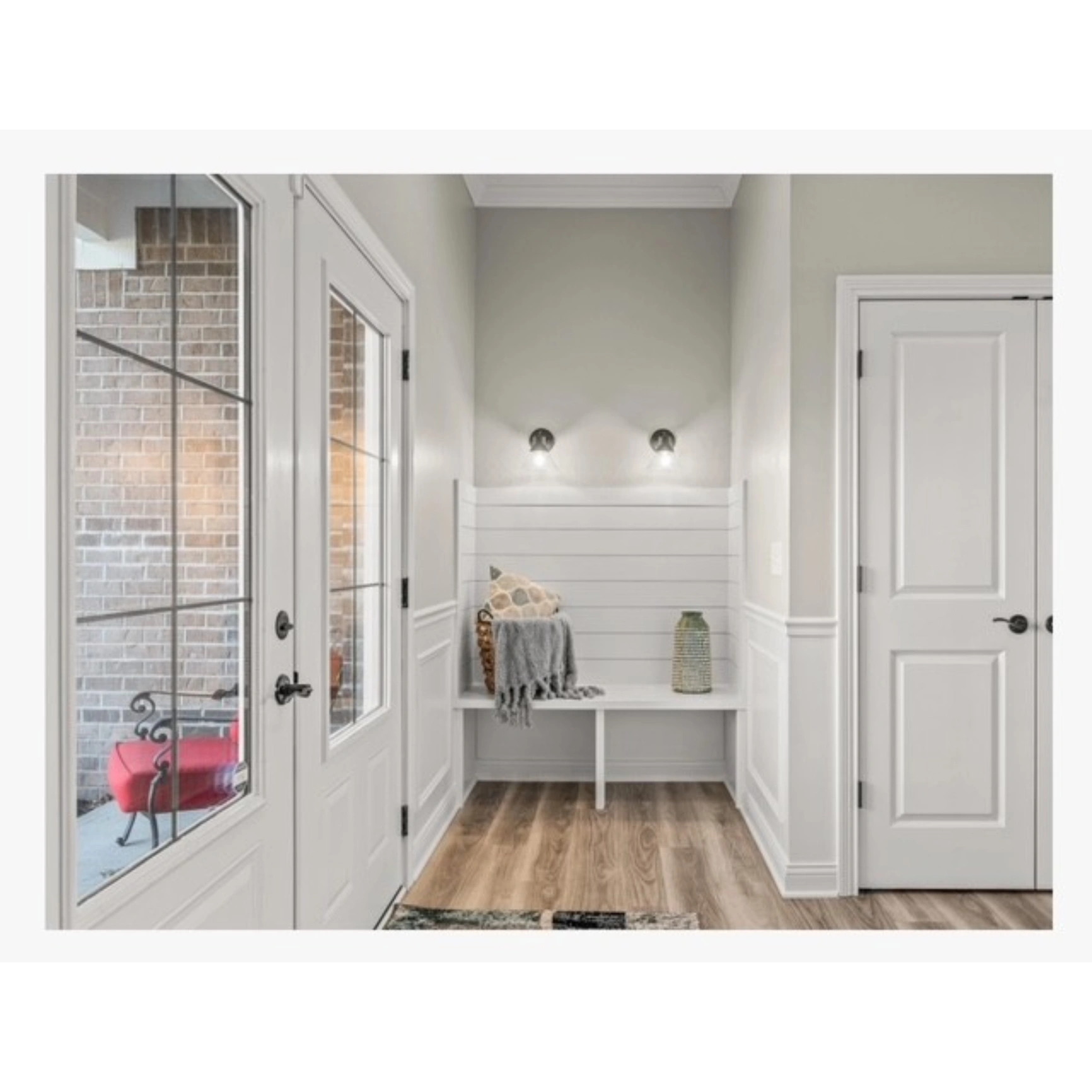Bright mudroom entryway